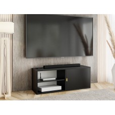 Atvērts TV galdiņš LUNO 2, Melns/Melns/Zelts